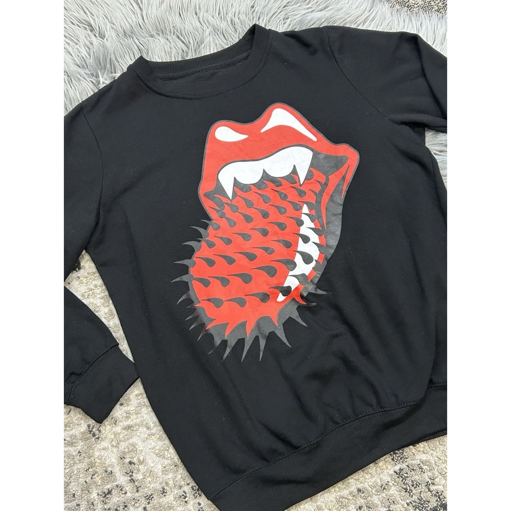 The Rolling Stones Fleece Lined Crewneck Band Graphic Print Sweatshirt SZ Small - Picture 2 of 3